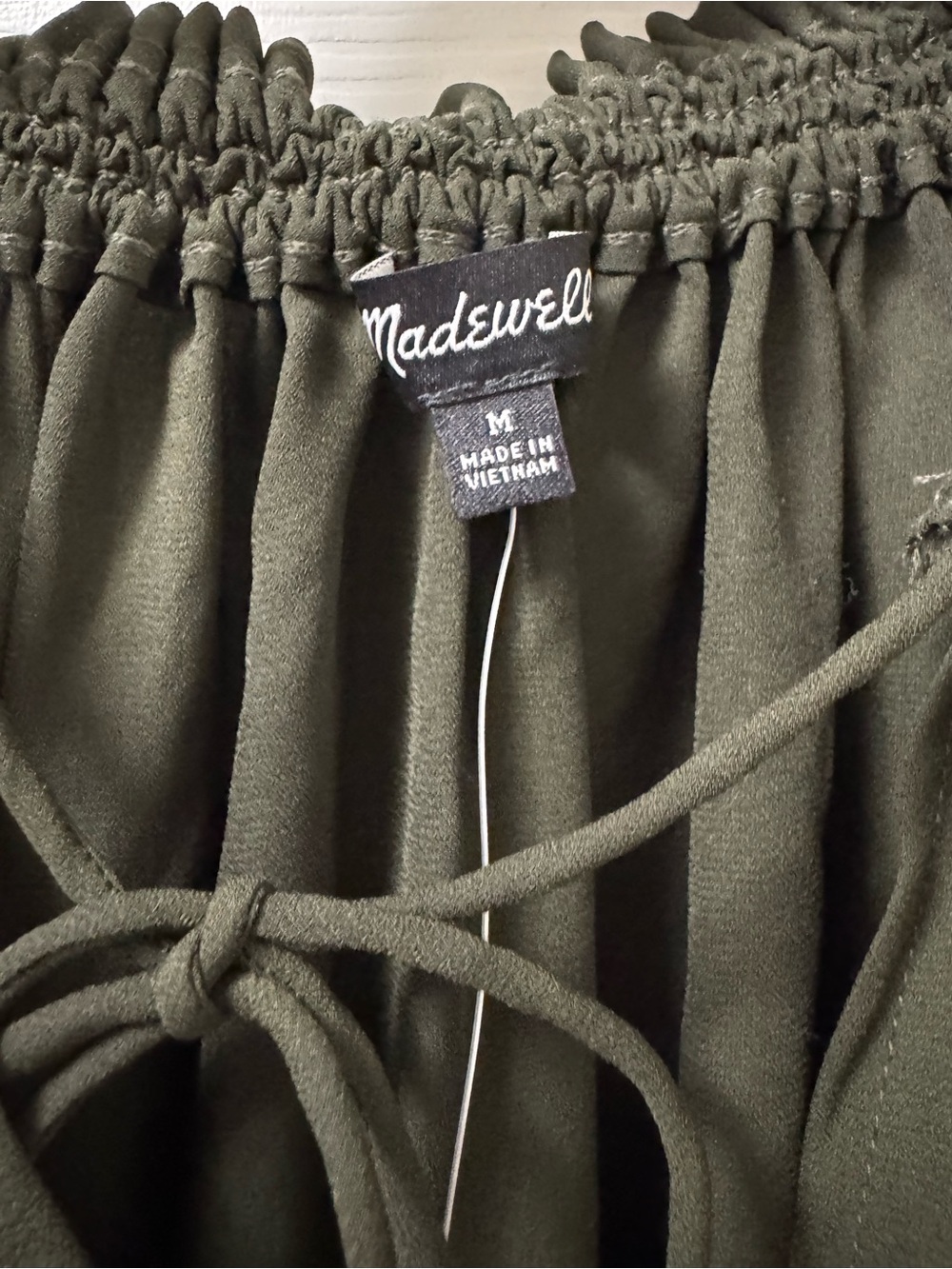 Madewell Olive Smocked-Neck Peasant Blouse - Picture 5 of 8